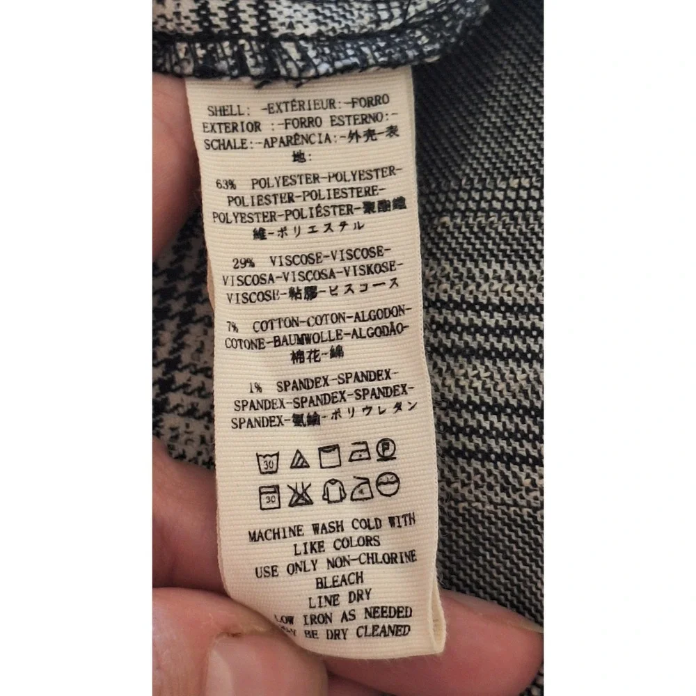 Free People Grey Glen Plaid Blazer Mini Dress Long‎ Sleeve Empire Waist Size 6